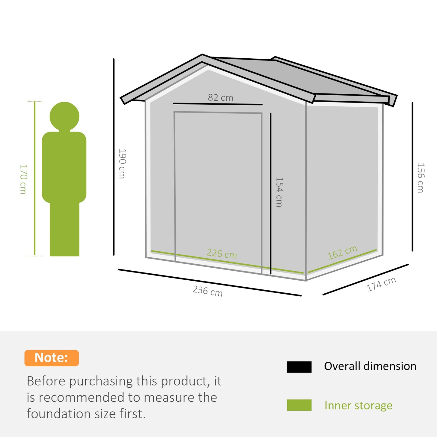 Outsunny 8 x 6 ft Metal Garden Storage Shed Corrugated Steel Roofed Tool Box with Ventilation and Sliding Doors, Green