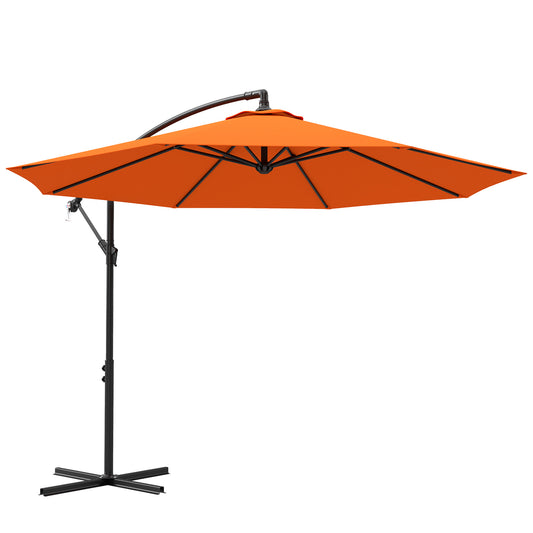 Outsunny 3(m) Parasol wiszący z podstawą - pomarańczowy