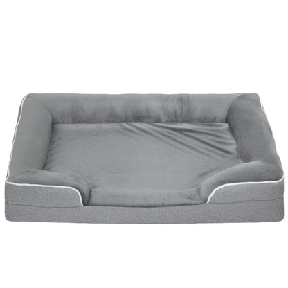 PawHut Dog Sofa Bed, Washable Pet Bed with Removable Cover and Non-Slip Bottom for Cats, Small and Medium Dogs, Grey
