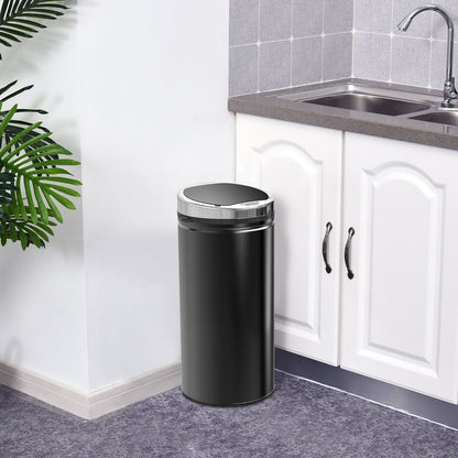 HOMCOM Stainless Steel Sensor Bin, 42L Kitchen Touch Bin, Automatic Trash Can with Inner Bucket, Soft Close, Dustbin, Black