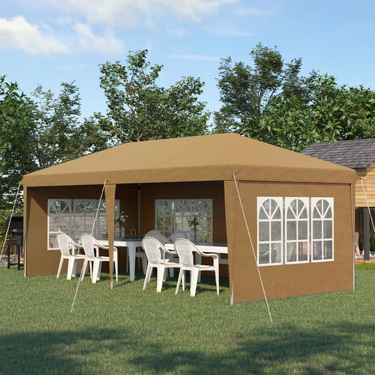 Outsunny 3 x 6m Pop-Up Gazebo, with Removable Walls - Khaki