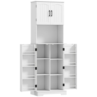 HOMCOM Tall kitchen buffet kitchen cabinet, 4 doors countertop 8 spice racks adjustable shelves 60x40x181.5cm white