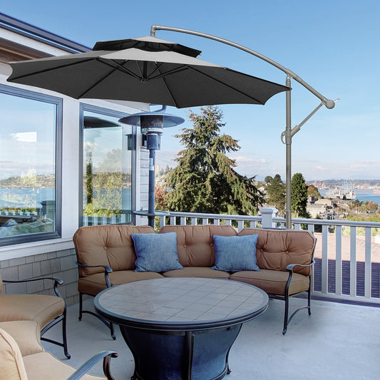 Outsunny 2.7m Garden Banana Parasol Cantilever Umbrella in Dark Grey, image 2