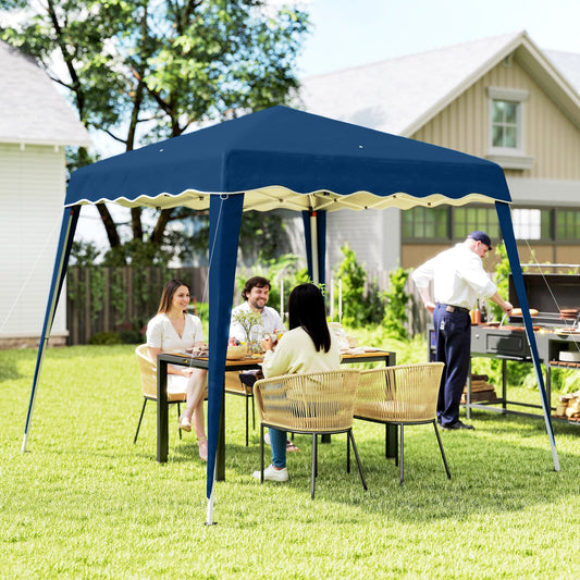 Outsunny 3 m x 3 m podstawa / 2,5 m x 2,5 m góra rozkładana altana z torbą transportową, namiot imprezowy z regulowaną wysokością i ukośnymi nogami, natychmiastowe schronienie na imprezy do ogrodu i na patio