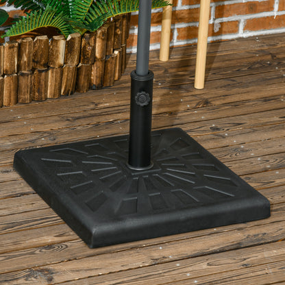 Outsunny 19kg Resin Garden Parasol Base Holder, Square Outdoor Market Umbrella Stand Weight for Poles of â32mm, â38mm, and â48mm, Black