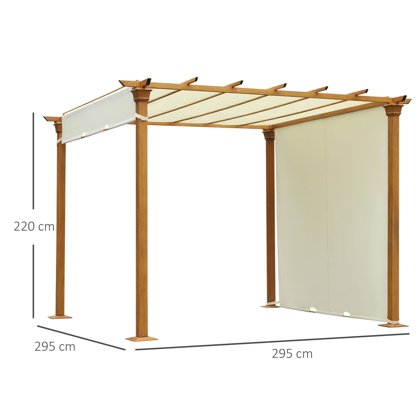 Outsunny Steel Frame Retractable Outdoor Garden Pergola Beige