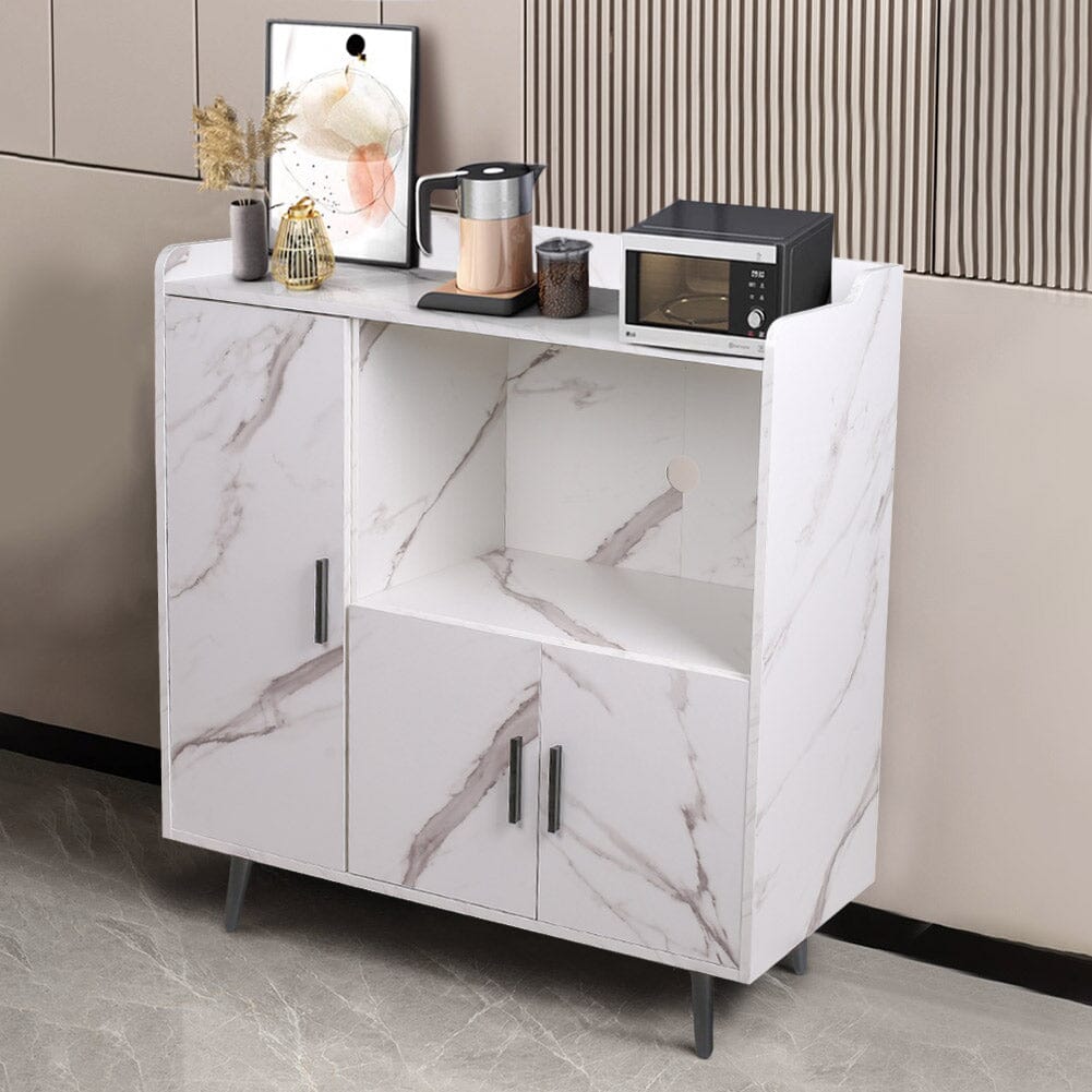 90cm W Contemporary White/Grey Home Sideboard Cabinet with Storage Indoor
