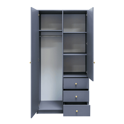 Bottle Green Mirrored Hinged Door Wardrobe 100cm – HUDSON II D2
