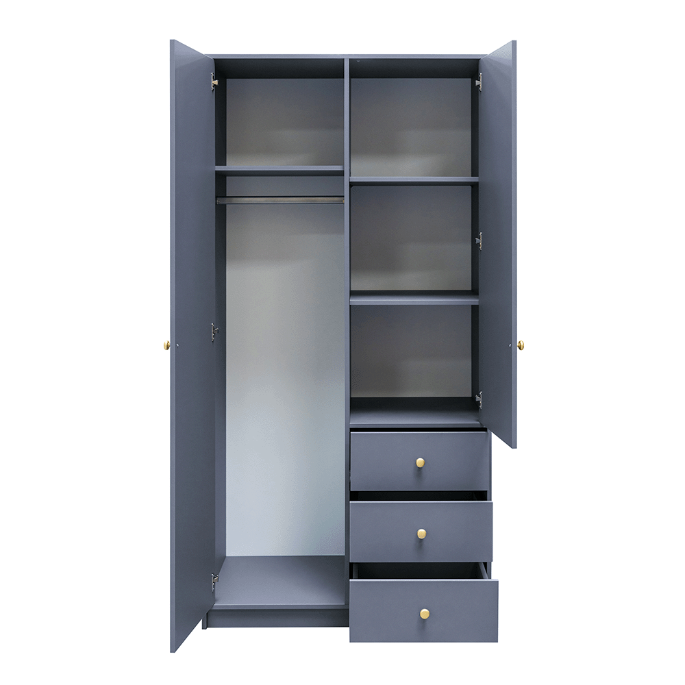 Plum Mirrored Hinged Door Wardrobe 100cm – HUDSON II D2
