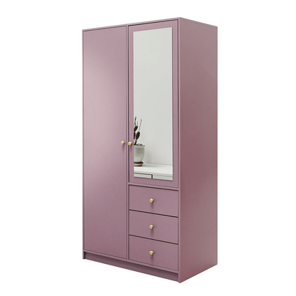 Plum Mirrored Hinged Door Wardrobe 100cm – HUDSON II D2