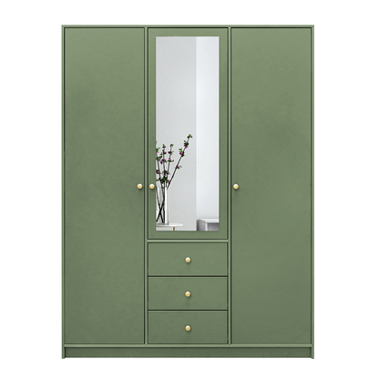 Bottle Green Mirrored Hinged Door Wardrobe 149cm – HUDSON II D3