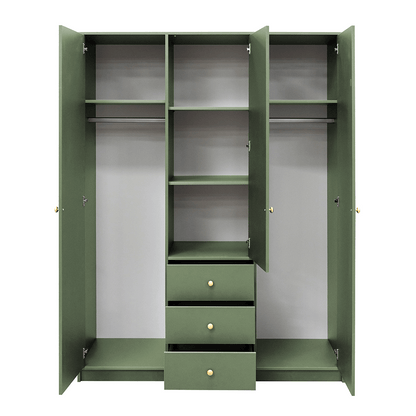 Dull Blue Mirrored Hinged Door Wardrobe 149cm – HUDSON II D3