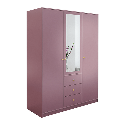 Plum Mirrored Hinged Door Wardrobe 149cm – HUDSON II D3