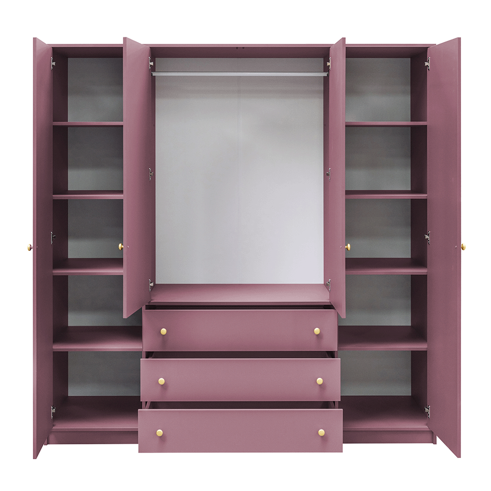 Plum Mirrored Hinged Door Wardrobe 196cm – HUDSON II D4