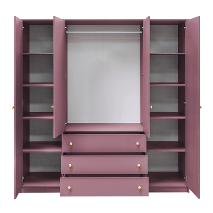 Plum Mirrored Hinged Door Wardrobe 196cm – HUDSON II D4
