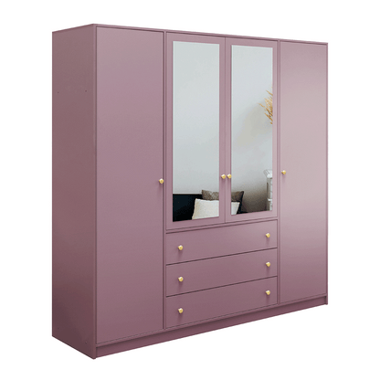 Plum Mirrored Hinged Door Wardrobe 196cm – HUDSON II D4