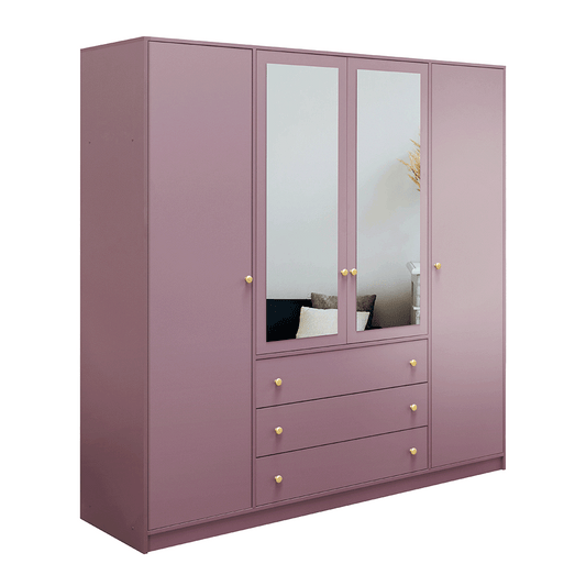 Plum Mirrored Hinged Door Wardrobe 196cm – HUDSON II D4