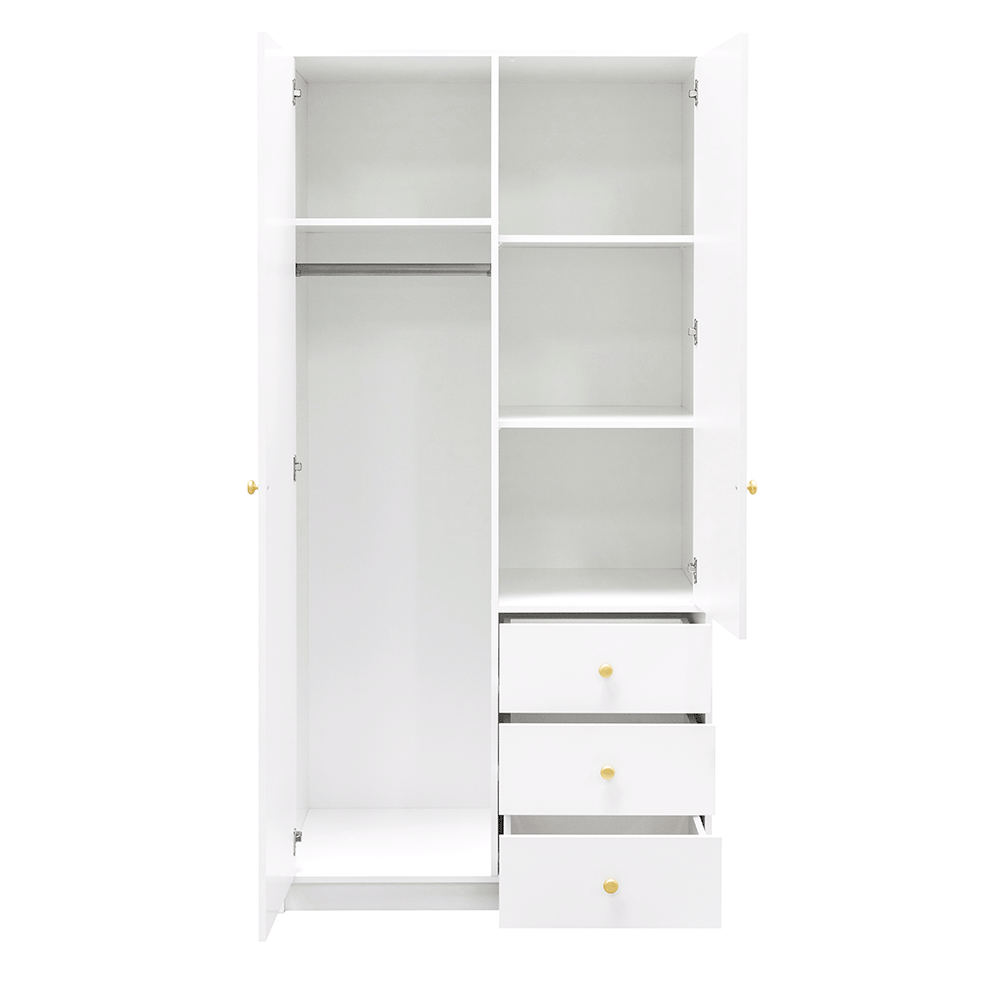 White Mirrored Hinged Door Wardrobe 100cm – HUDSON D2