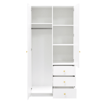 White Mirrored Hinged Door Wardrobe 100cm – HUDSON D2