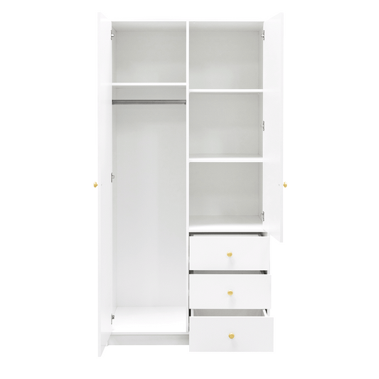 White Mirrored Hinged Door Wardrobe 100cm – HUDSON D2