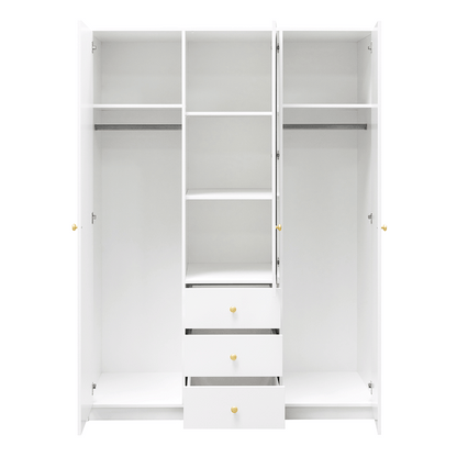White Mirrored Hinged Door Wardrobe 149cm – HUDSON D3
