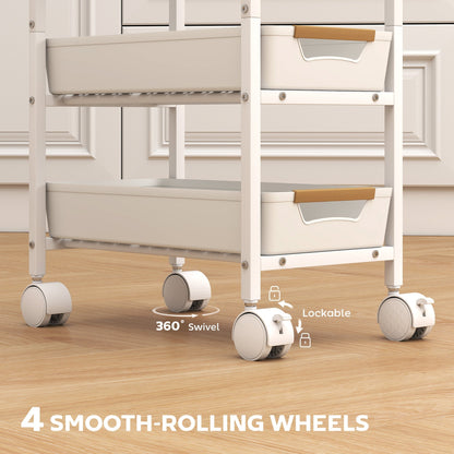 HOMCOM 5-Tier Storage Trolley on Wheels - White