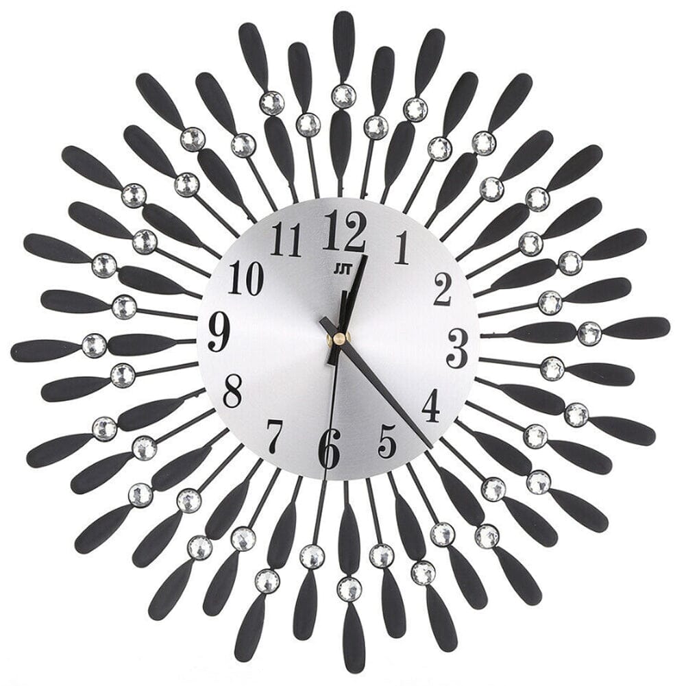 3D Silent Drop Shape Metal Wall Clock with Crystal Wall Decoration