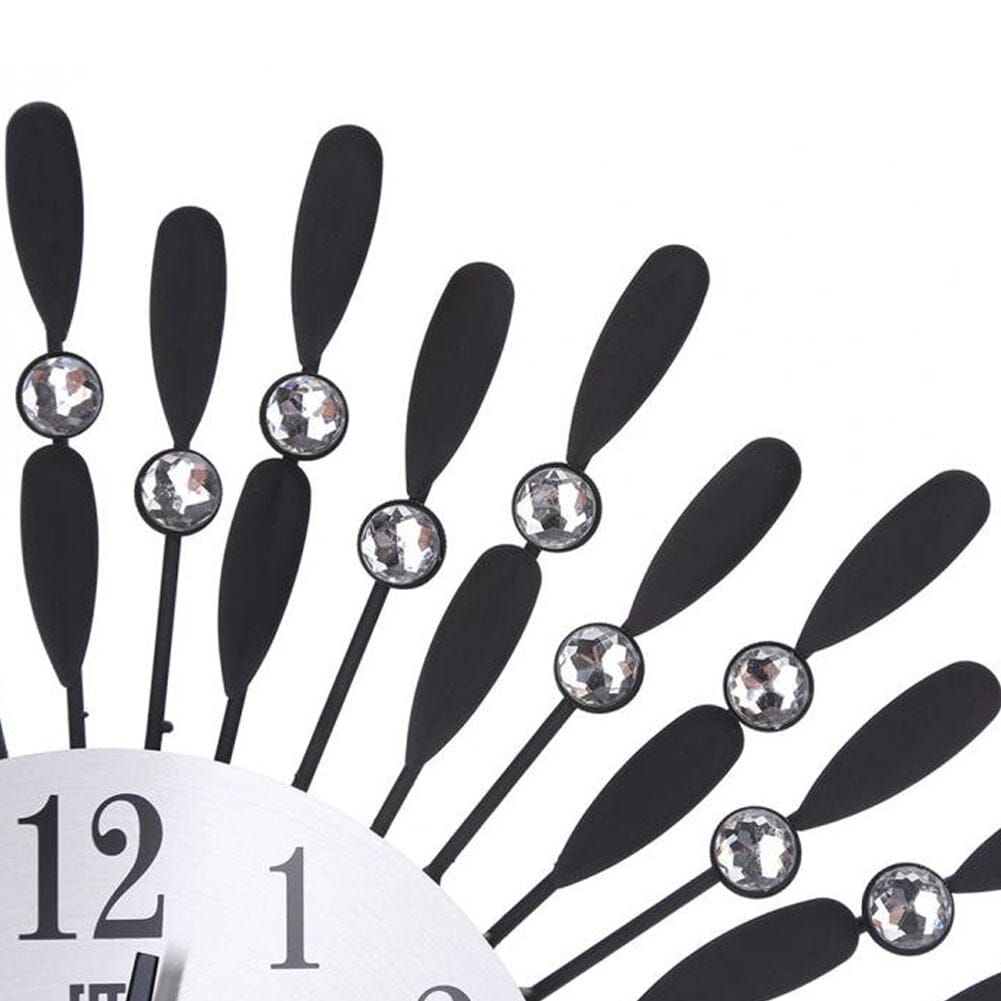 3D Silent Drop Shape Metal Wall Clock with Crystal Wall Decoration