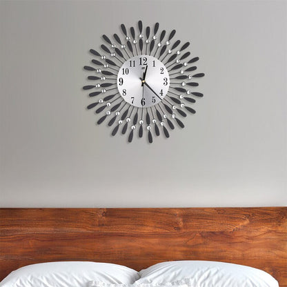 3D Silent Drop Shape Metal Wall Clock with Crystal Wall Decoration