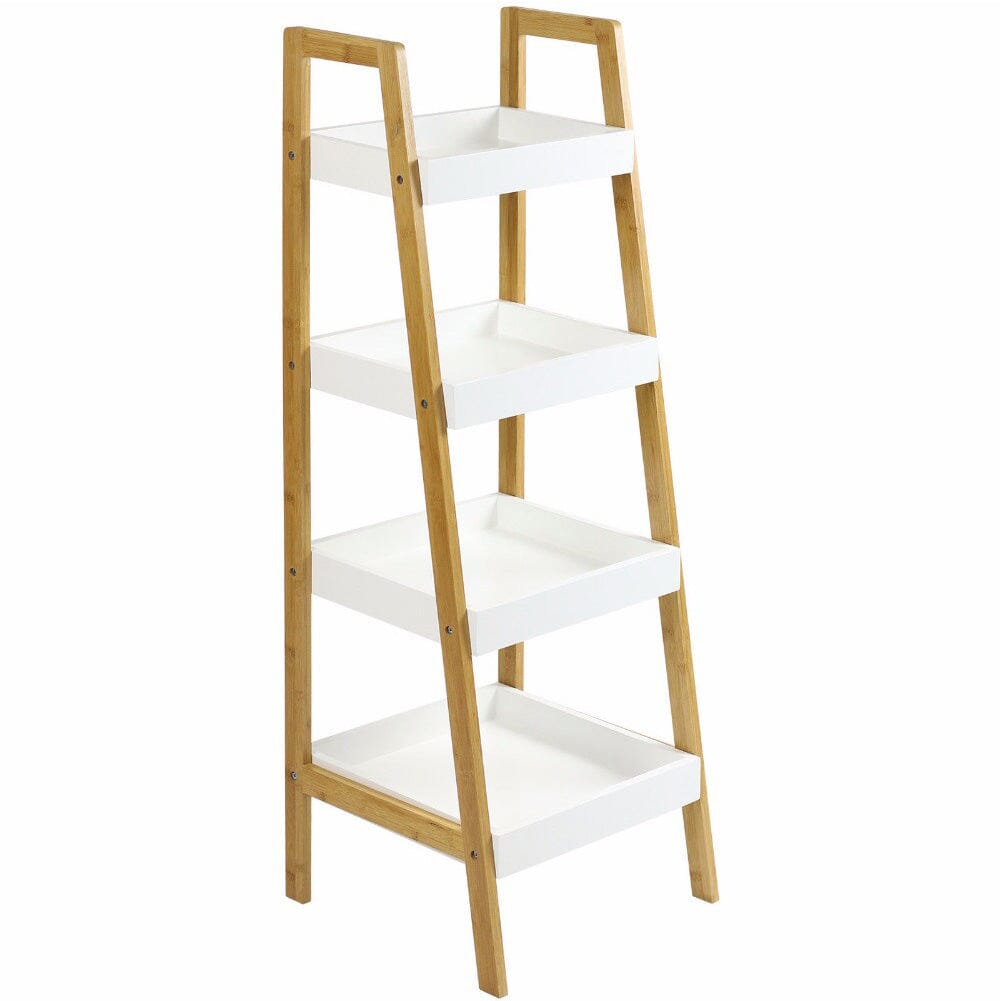 4-Tier Nordic Freestanding Wooden Ladder Shelf Storage Organizer