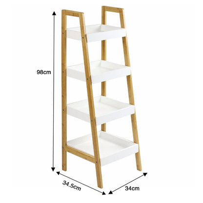 4-Tier Nordic Freestanding Wooden Ladder Shelf Storage Organizer