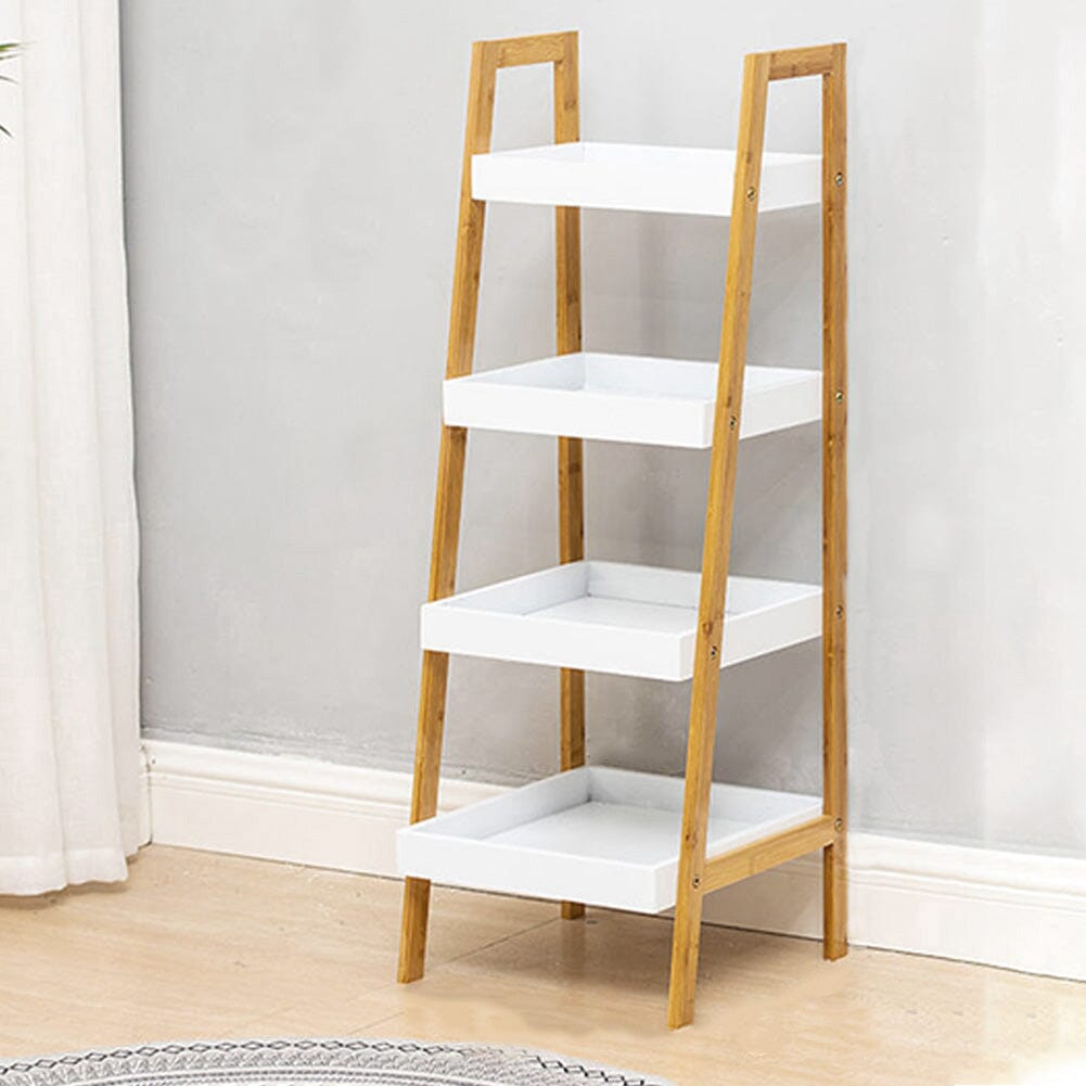 4-Tier Nordic Freestanding Wooden Ladder Shelf Storage Organizer