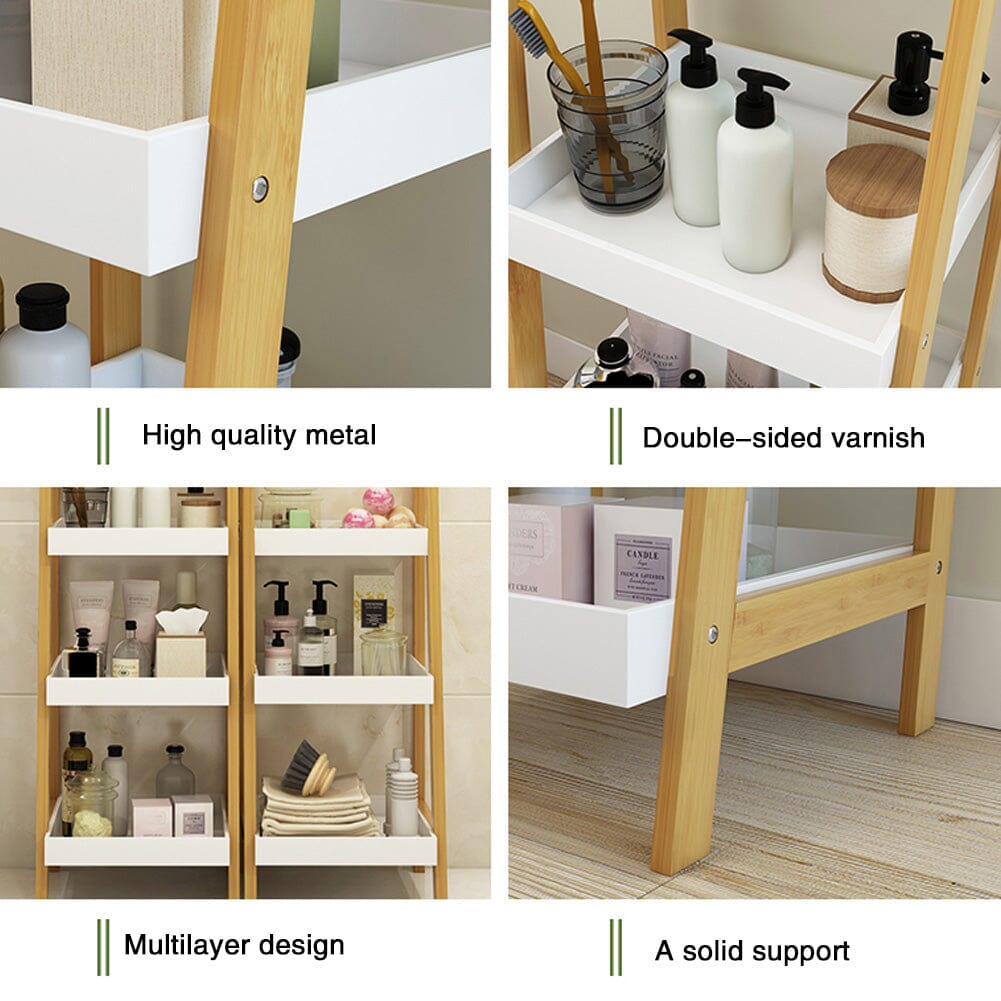 4-Tier Nordic Freestanding Wooden Ladder Shelf Storage Organizer