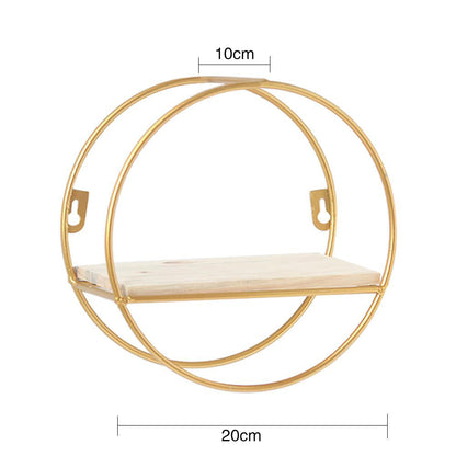 Minimalism Wall Floating Shelf Round Gold Framed Display Rack