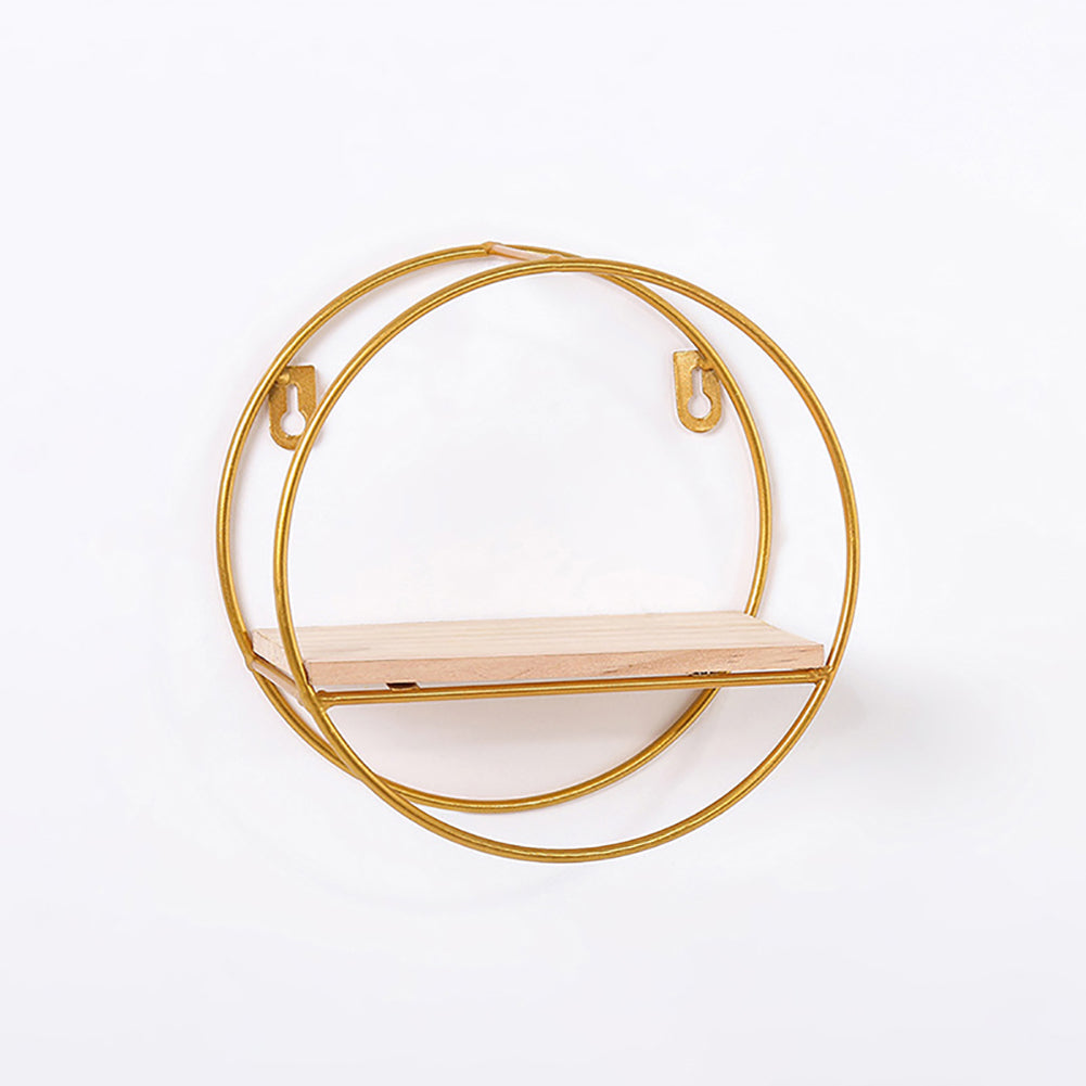 Minimalism Wall Floating Shelf Round Gold Framed Display Rack