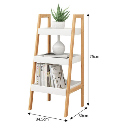 75cm Height 3-Tier Nordic Freestanding Wooden Ladder Shelf Storage Organizer