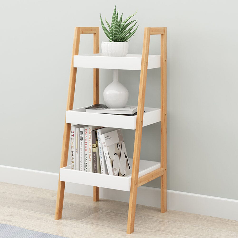 75cm Height 3-Tier Nordic Freestanding Wooden Ladder Shelf Storage Organizer