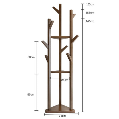 Wooden Coat Rack Stand with 3 Shelves for Entryway