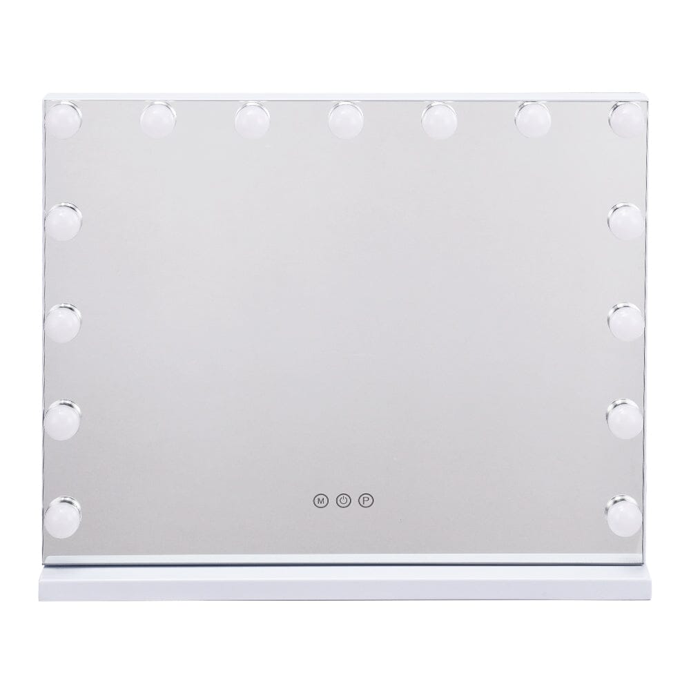 USB White Rectangle Tabletop Hollywood LED Vanity Mirror-58x48cm