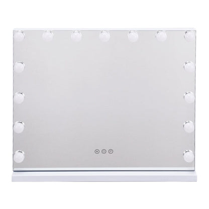 USB White Rectangle Tabletop Hollywood LED Vanity Mirror-58x48cm