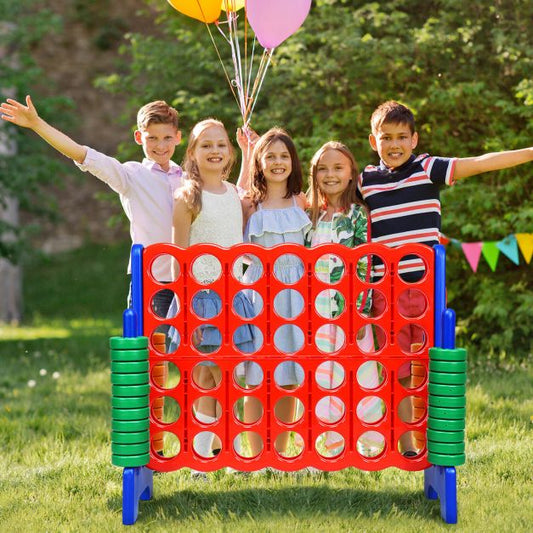 Giant Connect 4 in A Row with 42 Jumbo Rings for Garden  Beach-Blue
