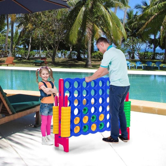 Giant Connect 4 in A Row with 42 Jumbo Rings for Garden &amp; Beach-Red