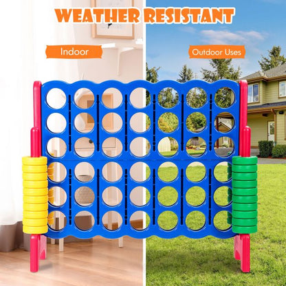 Giant Connect 4 in A Row with 42 Jumbo Rings for Garden &amp; Beach-Red