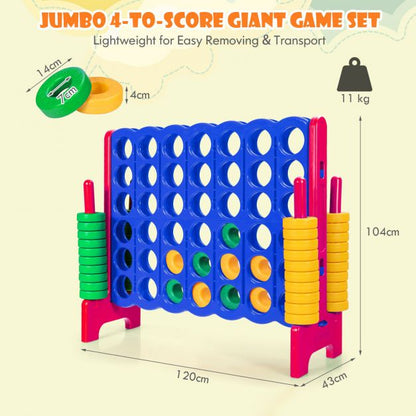 Giant Connect 4 in A Row with 42 Jumbo Rings for Garden &amp; Beach-Red