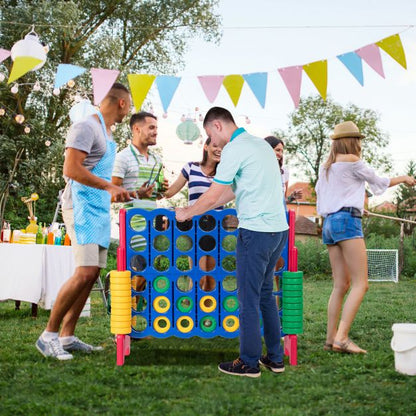 Giant Connect 4 in A Row with 42 Jumbo Rings for Garden &amp; Beach-Red