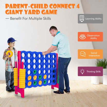 Giant Connect 4 in A Row with 42 Jumbo Rings for Garden &amp; Beach-Red