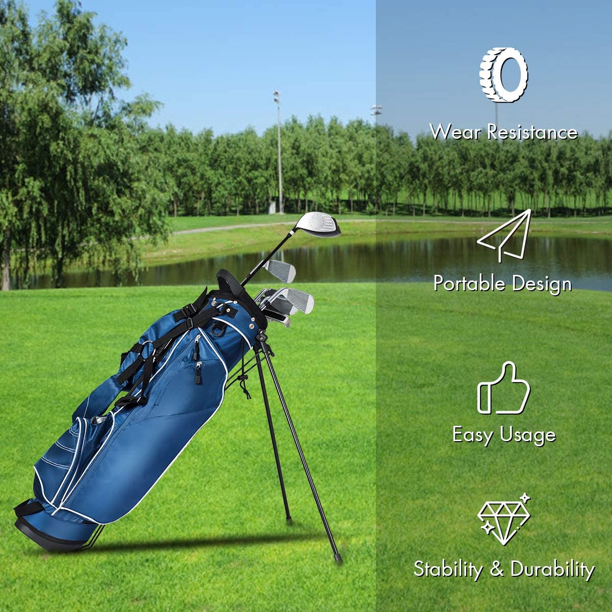 Golf Stand Bag with 4 Way Dividers-Navy
