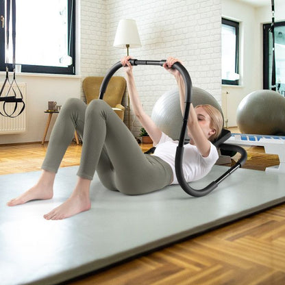 Portable AB Trainer Fitness Crunch Workout Exerciser with Headrest-Black
