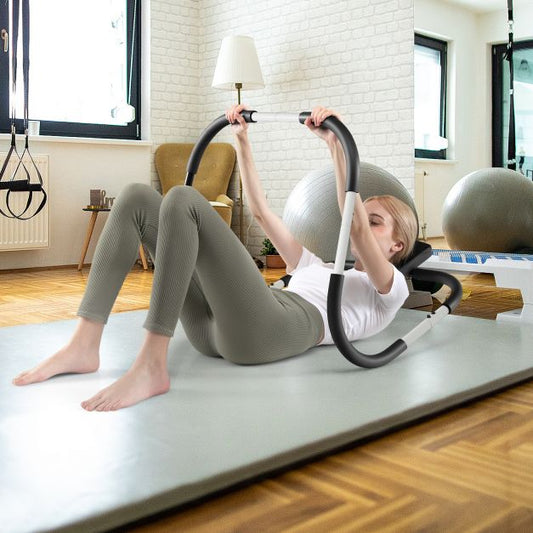 Portable AB Trainer with Headrest and Foam Handle for Office Home Gym-White