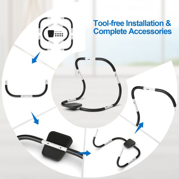 Portable AB Trainer with Headrest and Foam Handle for Office Home Gym-White